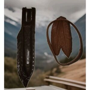 1960's Marx Johnny West Boone Dark Brown Knife Sheath Geranimo Feather Head Band